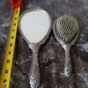 Vintage Steering Silver Plated Brush and Mirror Set